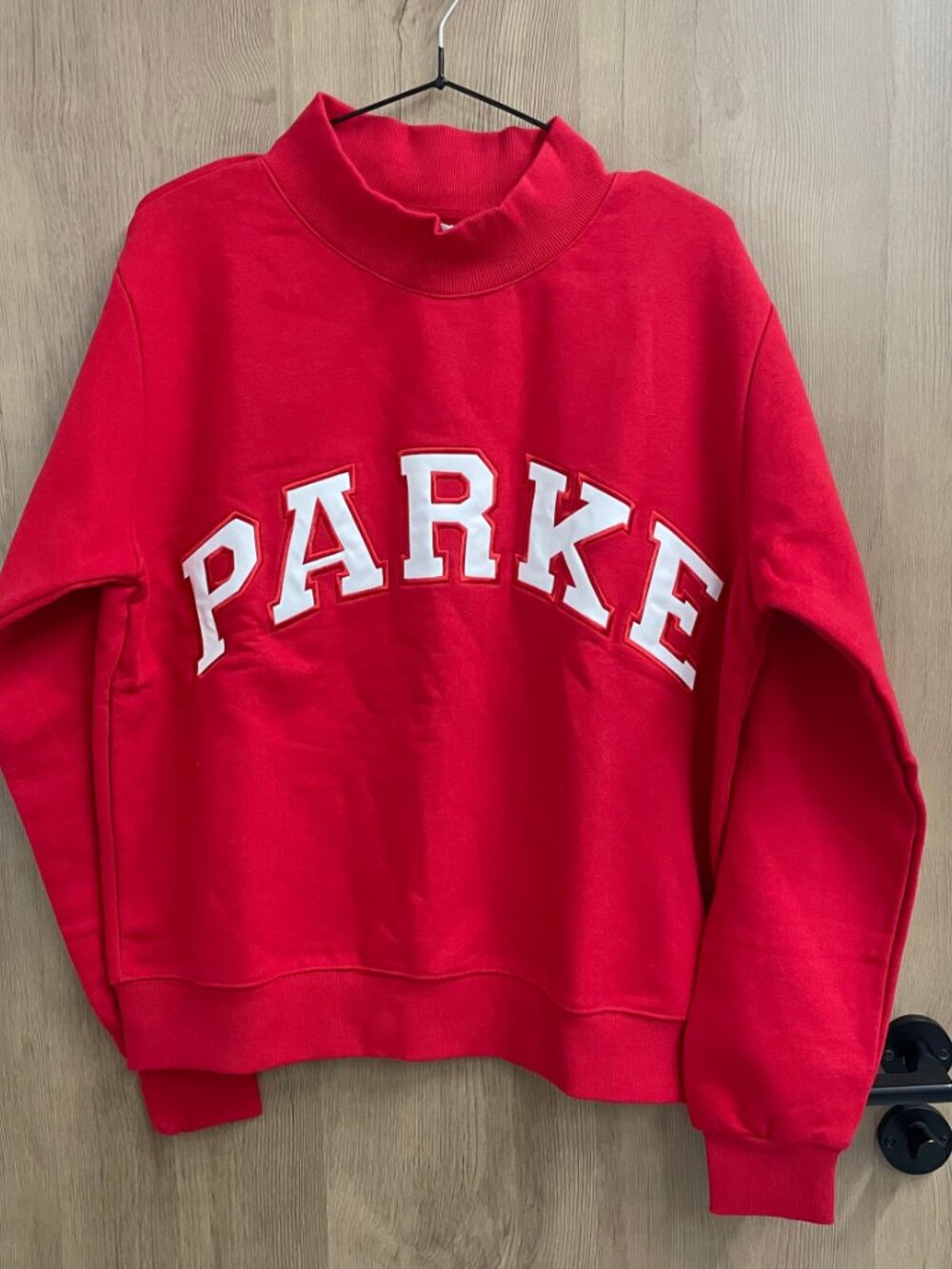 Parke Red White Varsity Mock Neck Sweatshirt